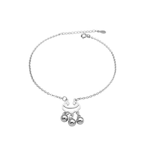 Tobillera de joyería de moda, plata de ley 925, con 3CM extender cadena, para mujer, plateado, longitud:aproximado 22 cm, Vendido por UD