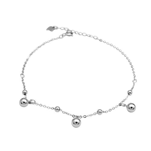 Tobillera de joyería de moda, plata de ley 925, con 3CM extender cadena, para mujer, plateado, longitud:aproximado 20 cm, Vendido por UD