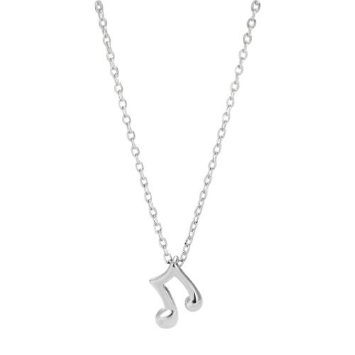 Sterling Silver Jewelry Necklace, 925 Sterling Silver, with 5CM extender chain, Music Note, for woman Approx 40 cm 