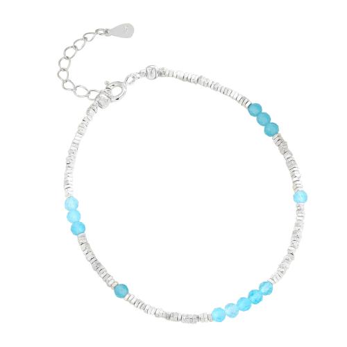 Sterling Silver Bracelets, 925 Sterling Silver, with Cats Eye, with 3CM extender chain, for woman, silver color Approx 16 cm 