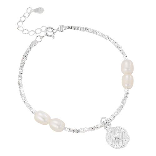 Pearl Sterling Silver Bracelets, 925 Sterling Silver, with Freshwater Pearl, with 3CM extender chain & for woman, silver color Approx 16 cm 