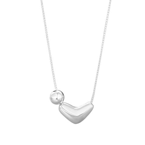 Sterling Silver Jewelry Necklace, 925 Sterling Silver, with 5CM extender chain, Heart, for woman, silver color Approx 40 cm 