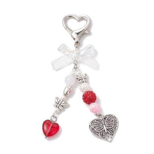 Rhinestone Zinc Alloy Key Chain, with Acrylic, portable & multifunctional & with rhinestone 108.5mm [