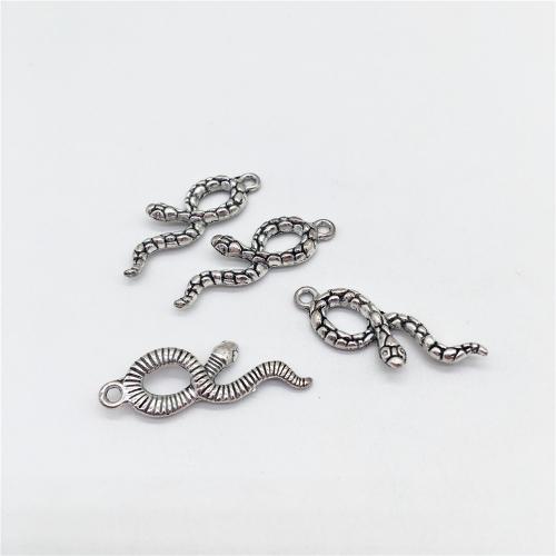 Colgantes Animales de Aleación de Zinc, Serpiente, chapado en color de plata antigua, Bricolaje, 34x11mm, 100PCs/Bolsa, Vendido por Bolsa