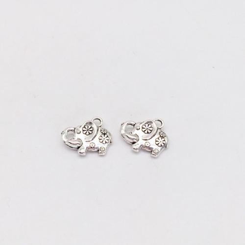 Zinc Alloy Animal Pendants, Elephant, antique silver color plated, DIY 