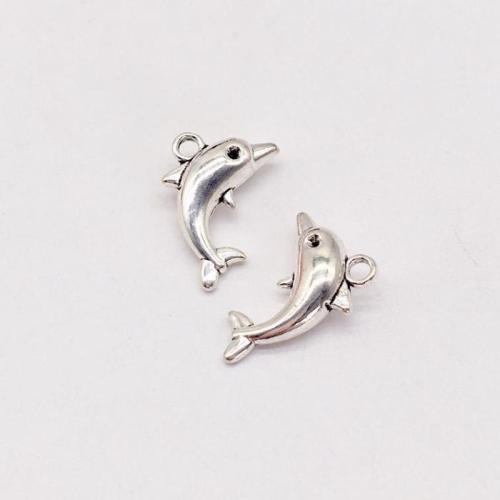 Zinc Alloy Animal Pendants, Dolphin, antique silver color plated, DIY 