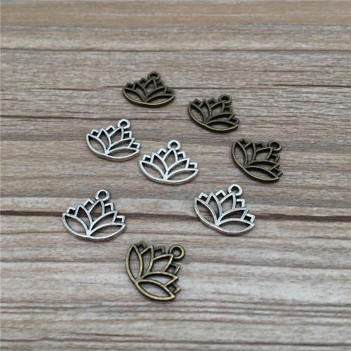 Zinc Alloy Flower Pendants, Lotus, plated, DIY 