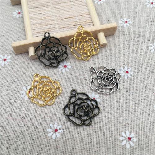 Zinc Alloy Flower Pendants, Rose, plated, DIY 