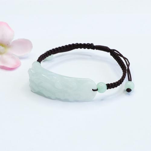 Jadeite Bracelet, with Polyester Cord, Mythical Wild Animal, handmade, Unisex & braided Approx 6-10 Inch [