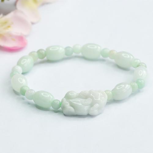 Jadeite Bracelet, Mythical Wild Animal, folk style & for woman, Grade A, beads length 7mm Approx 6-8 Inch [