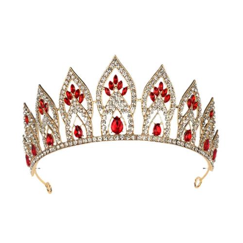 Tiaras nupciales, aleación de zinc, chapado en color dorado, para mujer & con diamantes de imitación, más colores para la opción, 140x70mm, Vendido por UD