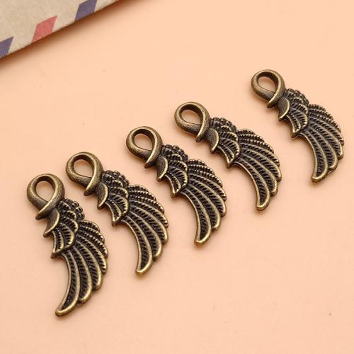 Flügel Zinklegierung Anhänger , Flügelform, antike Bronzefarbe plattiert, DIY, 25x10x3mm, 100PCs/Tasche, verkauft von Tasche