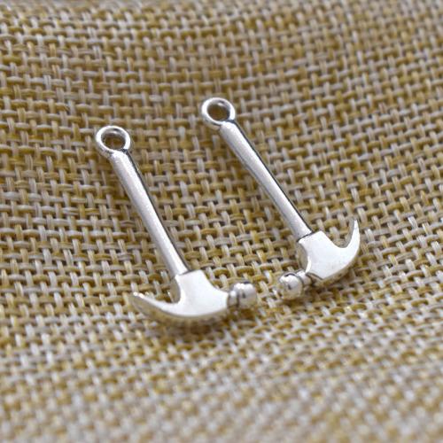 Zinc Alloy Tool Pendants, hammer, antique silver color plated, DIY 