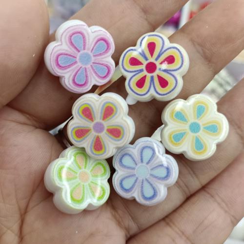 Printing Acrylic Beads, Flower, DIY 18mm 