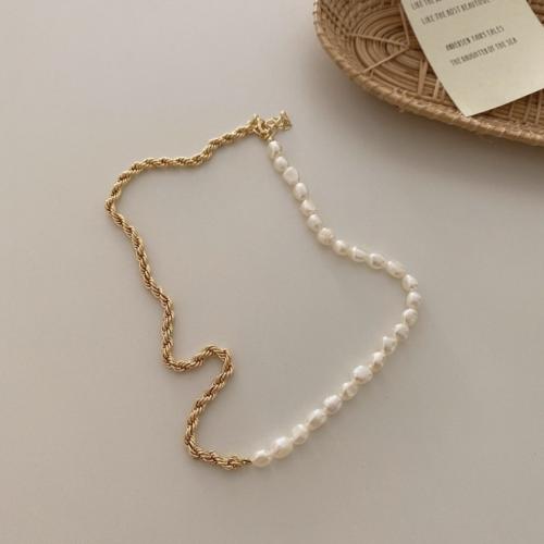 Plastic Pearl Necklace, Zinc Alloy, with Plastic Pearl, with 5cm extender chain, gold color plated, fashion jewelry, gold cm 