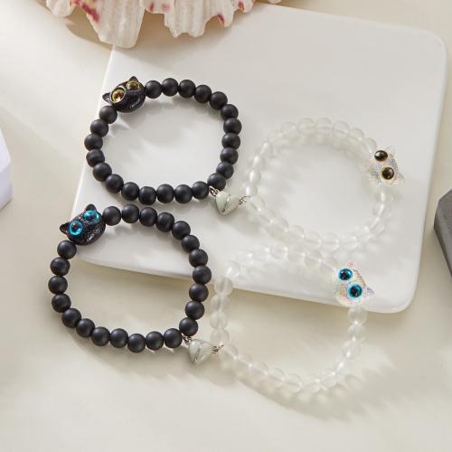 Zinc Alloy Resin Bracelets, with Glass & Resin, handmade, 2 pieces & Unisex & luminated [