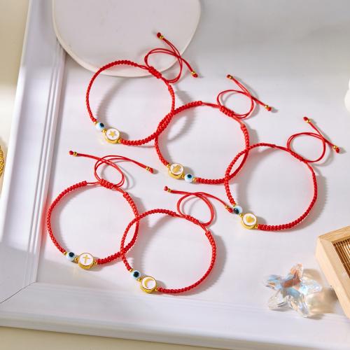 Mal pulsera ojo, aleación de zinc, con Cordón de nudo & resina, chapado, unisexo & diferentes estilos para la opción & esmalte, Rojo, longitud:5.51-10.24 Inch, Vendido por UD