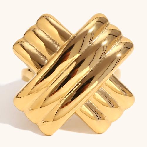 Stainless Steel Finger Ring, 304 Stainless Steel, 18K gold plated, fashion jewelry & for woman 