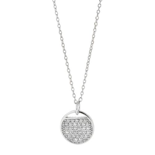 Zirkonia Mikro pflastern Sterlingsilber-Halskette, 925 Sterling Silber, mit Verlängerungskettchen von 5CM, Micro pave Zirkonia & für Frau, Silberfarbe, Länge:ca. 40 cm, verkauft von PC[