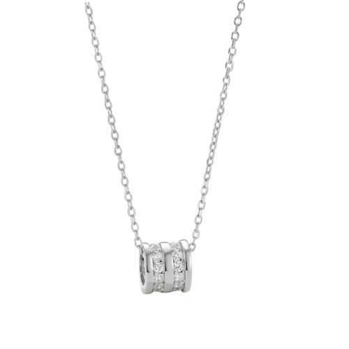 Cubic Zirconia Micro Pave Sterling Silver Necklace, 925 Sterling Silver, with 5CM extender chain, micro pave cubic zirconia & for woman, silver color Approx 40 cm 