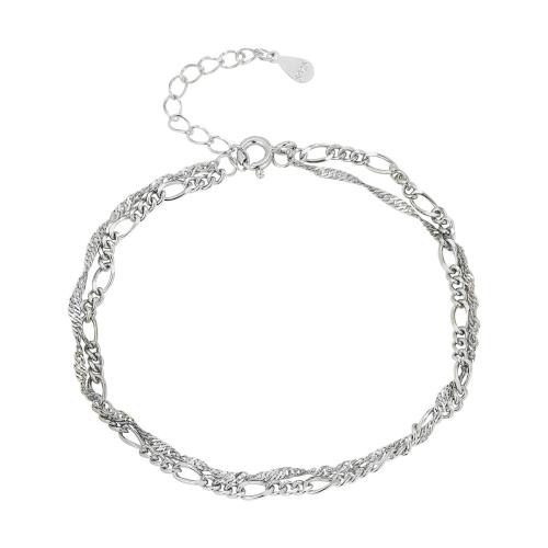 Sterling Silver Bracelets, 925 Sterling Silver, with 3CM extender chain, for woman, silver color Approx 16 cm 