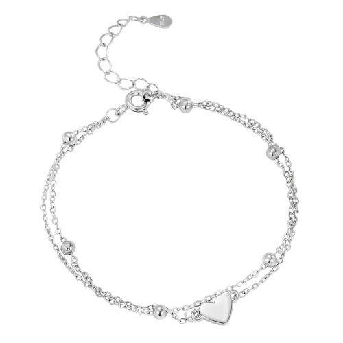 Sterling Silver Bracelets, 925 Sterling Silver, with 3CM extender chain, Heart, for woman, silver color Approx 16 cm 