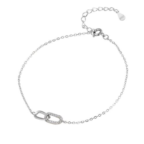 Cubic Zirconia Micro Pave Sterling Silver Bracelet, 925 Sterling Silver, with 3CM extender chain, micro pave cubic zirconia & for woman Approx 16 cm 