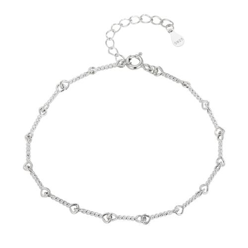 Sterling Silver Bracelets, 925 Sterling Silver, with 3CM extender chain, for woman, silver color Approx 15.5 cm 