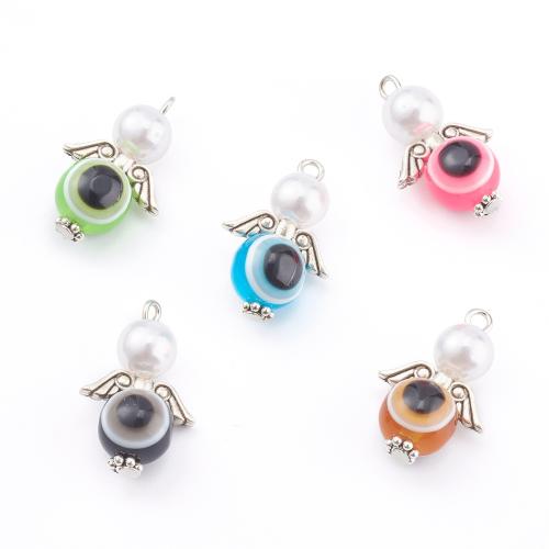 Evil Eye Key Chain, Zinc Alloy, with Resin & Plastic Pearl, random style & DIY, mixed colors Approx 