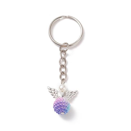 Acrylic Key Chain, Zinc Alloy, with Plastic Pearl & Acrylic, random style & portable & multifunctional, mixed colors, Length 7.65cm 