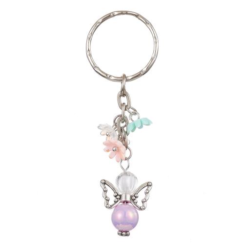 Acrylic Key Chain, Zinc Alloy, with Acrylic, random style & portable & multifunctional, mixed colors, 78mm 