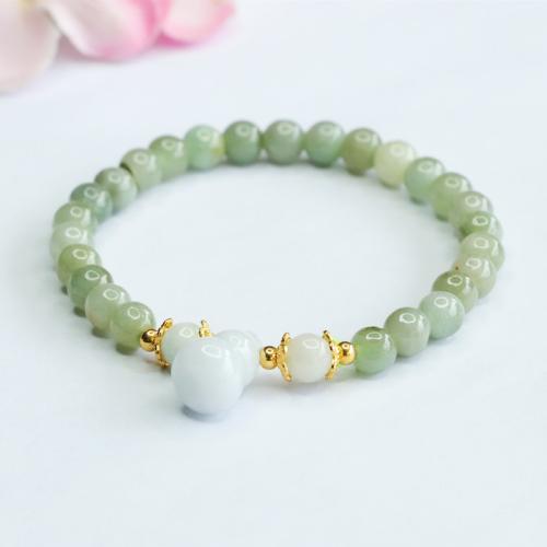 Jadeite Bracelet, with Zinc Alloy, Calabash, handmade, folk style & for woman, Grade A, beads length 6mm Approx 6-8 Inch [