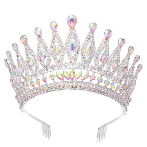 Tiaras nupciales, aleación de zinc, con Cristal, para novia & diferentes estilos para la opción & con diamantes de imitación, más colores para la opción, Vendido por UD