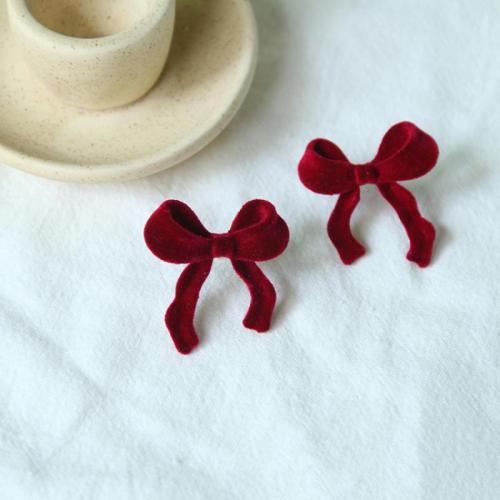 Fashion Create Jewelry Earring, Flocking Fabric, Bowknot, fashion jewelry & for woman 