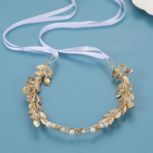 Headband, Zinc Alloy, with Plastic Pearl, fashion jewelry & for woman, golden [