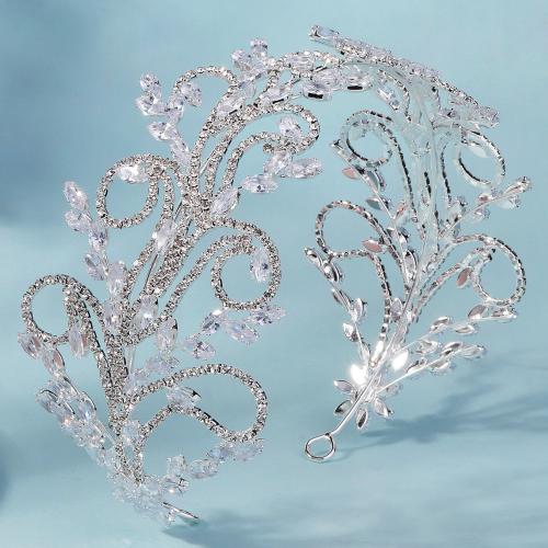 Tiaras nupciales, aleación de zinc, chapado en color de plata, diverso tamaño para la opción & micro arcilla de zirconia cúbica & para mujer & con diamantes de imitación, más colores para la opción, Vendido por UD