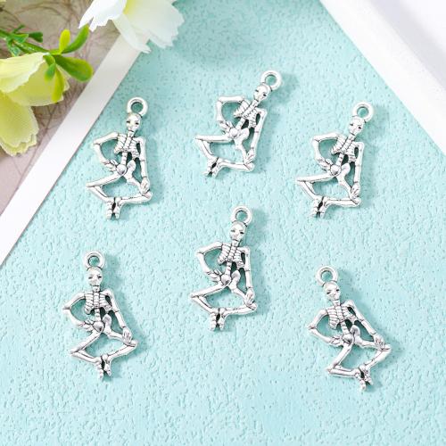 Zinc Alloy Skull Pendants, Skeleton, antique silver color plated, DIY Approx [