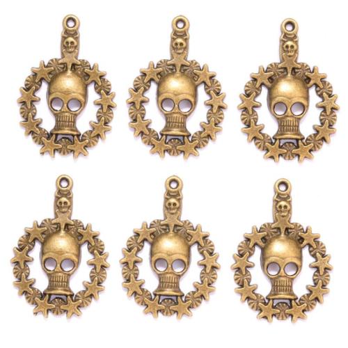 Fashion Halloween Pendant, Zinc Alloy, Skull, antique bronze color plated, DIY Approx [