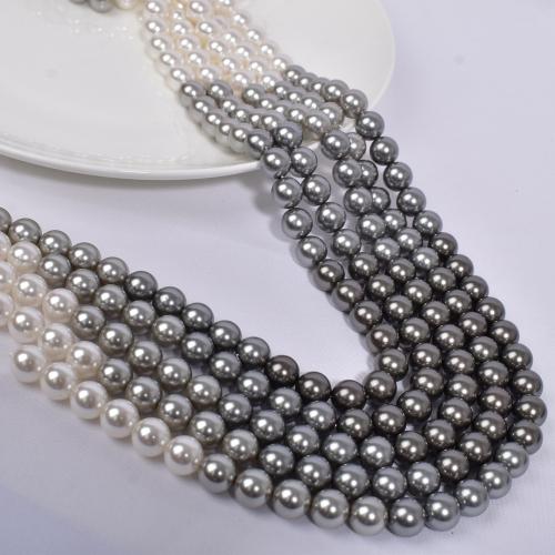 Perles de nacre en verre, perle de verre, Rond, dégradé de couleur & DIY, blanc et noir, 10mm Environ 40 cm, Vendu par brin[