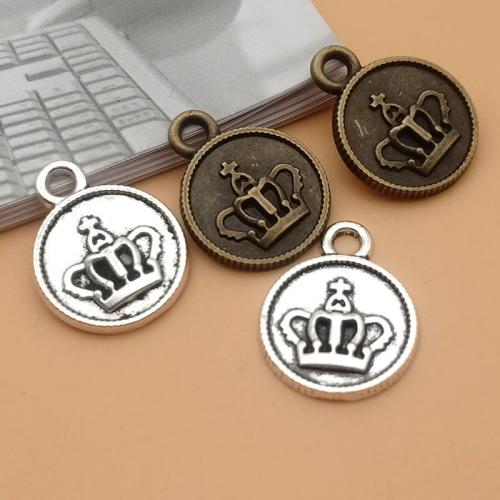 Zinc Alloy Crown Pendants, Round, plated, DIY 