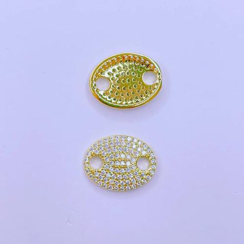 Conector de Micro Pavé de Zirconía Cúbica en Latón, metal, chapado en color dorado, Bricolaje & diferentes estilos para la opción & micro arcilla de zirconia cúbica & 1/1 aro, más colores para la opción, 5PCs/Bolsa, Vendido por Bolsa