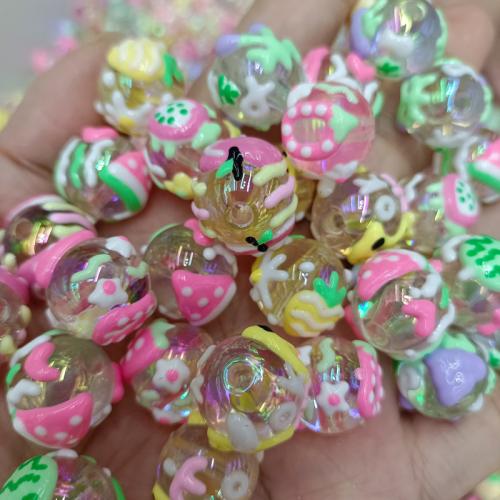 Acrylic Jewelry Beads, Round, DIY, mixed colors, 16mm 