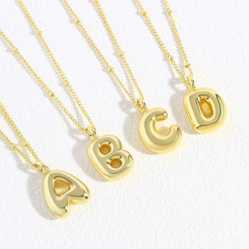 Collier en laiton fait à la main, avec 1.96 Inch chaînes de rallonge, Lettre d’alphabet, Placage de couleur d'or, bijoux de mode & modèles différents pour le choix & pour femme .71 pouce, Vendu par PC