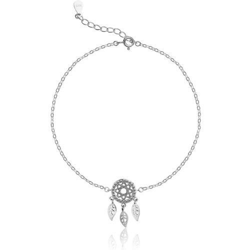 Tobillera de joyería de moda, plata de ley 925, con 3CM extender cadena, micro arcilla de zirconia cúbica & para mujer, plateado, longitud:aproximado 19 cm, Vendido por UD