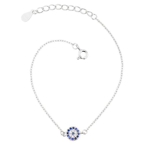 Tobillera de joyería de moda, plata de ley 925, con 3CM extender cadena, micro arcilla de zirconia cúbica & para mujer, plateado, longitud:aproximado 20 cm, Vendido por UD