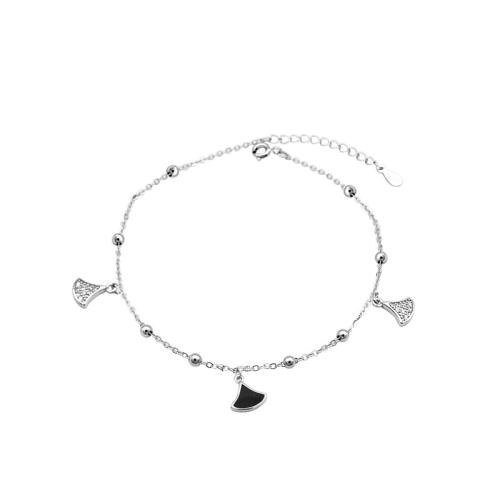 Tobillera de joyería de moda, plata de ley 925, con 3CM extender cadena, micro arcilla de zirconia cúbica & para mujer & pegamento de gota, plateado, longitud:aproximado 20.5 cm, Vendido por UD