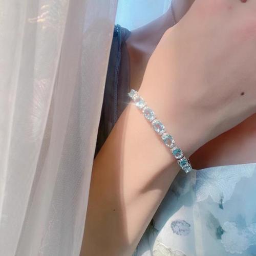 Cúbicos Circonia pulsera Latón de Micro pavimenta, metal, chapado, micro arcilla de zirconia cúbica & para mujer, más colores para la opción, longitud:aproximado 17 cm, Vendido por UD