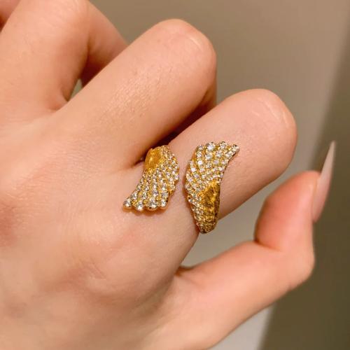 Anillo de dedo de cobre amarillo zirconia pavimenta Cubic, metal, chapado, micro arcilla de zirconia cúbica & para mujer, dorado, Vendido por UD