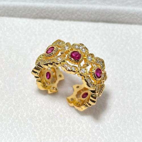 Anillo de dedo de cobre amarillo zirconia pavimenta Cubic, metal, chapado, micro arcilla de zirconia cúbica & para mujer, más colores para la opción, Vendido por UD