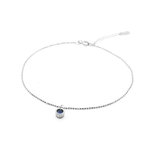 Tobillera de joyería de moda, plata de ley 925, con 3CM extender cadena, micro arcilla de zirconia cúbica & para mujer, plateado, longitud:aproximado 20 cm, Vendido por UD